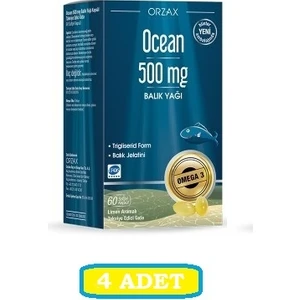 Ocean 500 Mg 60 Softjel Kapsül Balık Yağı Limon Aromalı*4 Adet