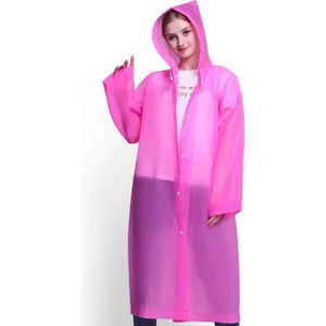 Kadın Erkek Yağmurluk Kapüşonlu Çıtçıtlı Eva Pembe Yağmurluk