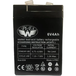 Hhm - Pi-Es 6V4AH/20HR Valve Regulated Rechargeable Battery 6 Volt 4 Amper Bakımsız Kuru Akü 6V 4AH Akü