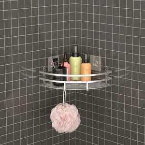 Yapışkanlı Kancalı Banyo Köşe Rafı Silver ST107H