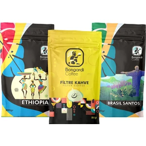 Bongardi Coffee Yöresel Set Brezilyan Santos Etiyopya Intense Filtre Kahve Makinesi Uyumlu 3 x 200 gr