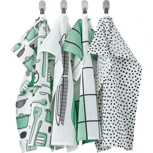 Kurulama bezi beyaz-yeşil pamuk 45 x 60 cm 4adet mutfak havlusu