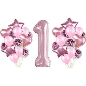 Pembe Renk 1 Yaş Balon Seti