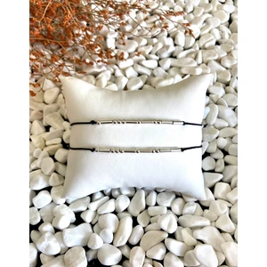 Eka Tasarım Mors Alfabesi 2'li Bileklik 925 Ayar Gümüş  + (1 Adet Hediye Bileklik)