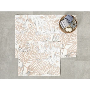 English Home Foliage Pamuklu Floş Pamuklu Banyo Seti 60 x 90 + 50 x 60 cm Bej - Gri - Krem