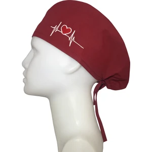 Bordo Kalp Atışlı Doktor Hemşire Aşçı Cerrahi Hastane Bonesi Bandana M410