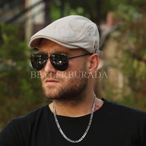 Beyler Burada Yazlık Krem Tokalı Keten Erkek Kasket