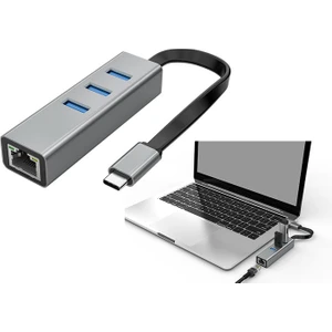 Swapp SW-U3325 4 In 1 1000MPHS 3 Port USB 3.0 Ethernet Type C Hub Adaptör