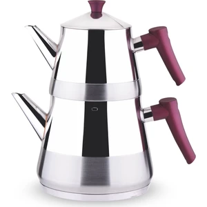 Piramit Bakalit Kulplu Çelik Çaydanlık