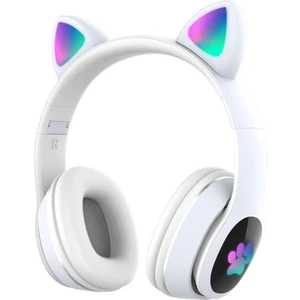 Aktarmobile Kablosuz Kedi Kulağı Tasarımlı LED Işıklı Mikrofonlu Kulak Üstü Bluetooth Kulaklık  - Beyaz