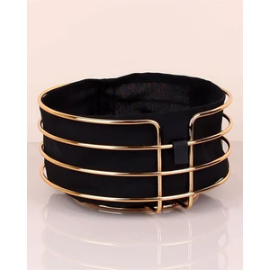 Via Store Paslanmaz Metal Gold Şeritli Siyah Kumaş Yuvarlak Ekmeklik
