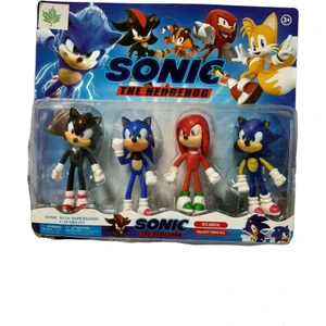 Kirpi Sonic Oyuncak Super Sonıc-Shadow-Sonic-Knuckles 4'lü Figür Karakter Oyuncak Seti