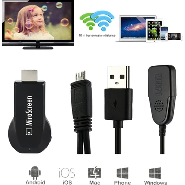 Anycast Mirascreen Tv Çubuğu HDMI Full Hd 1080P Anycast Miracast Dlna Airplay Wifi Ekran Alıcısı