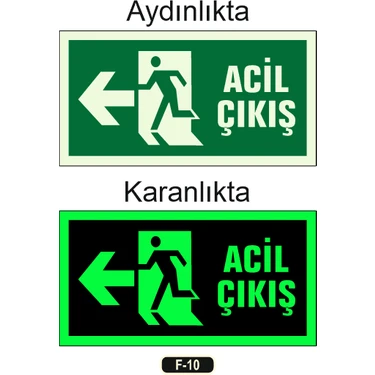 Gündoğdu ''fosforlu Acil Çıkış Yön'' Levhası