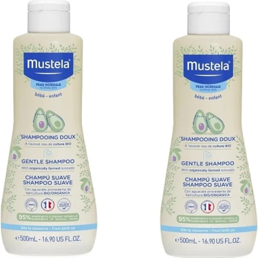 Mustela Bebek Şampuanı 2×500 ml - Hassas Ciltler İçin Organik Sertifikalı, Paraben ve SLS İçermeyen