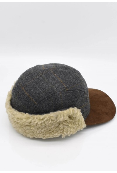 Külah Erkek Süet Siperli Kürklü Kışlık Kep Şapka 55-57CM