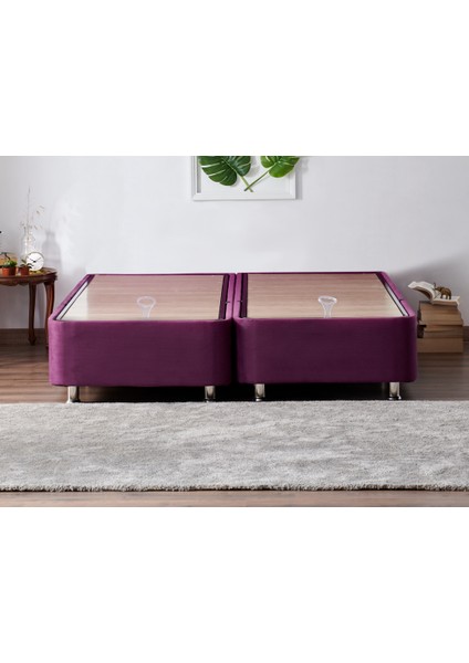 Niron Purple Baza 140X190 cm Çift Kişilik Sandıklı Mor Kumaş Baza Silinebilir Soho Kumaş