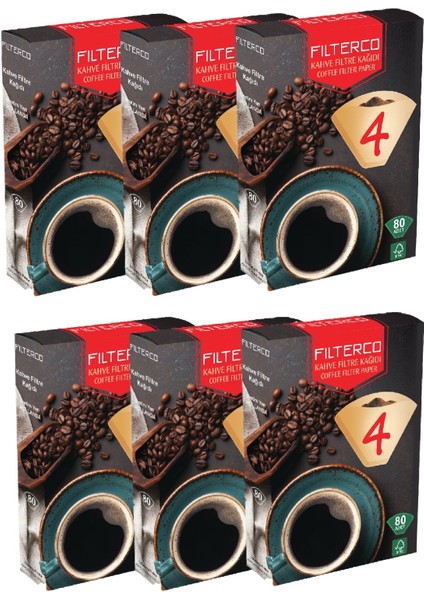 Kahve Filtre Kağıdı 1x4 80'li 6 Paket 480'LI