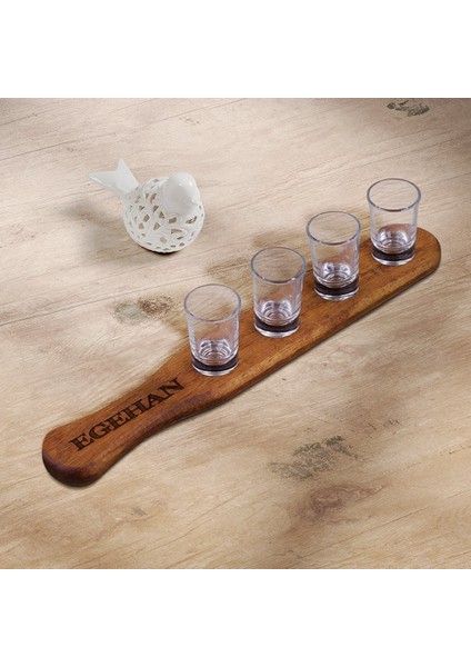 Kişiye Özel 4'lü Ahşap Shot Bardaklığı