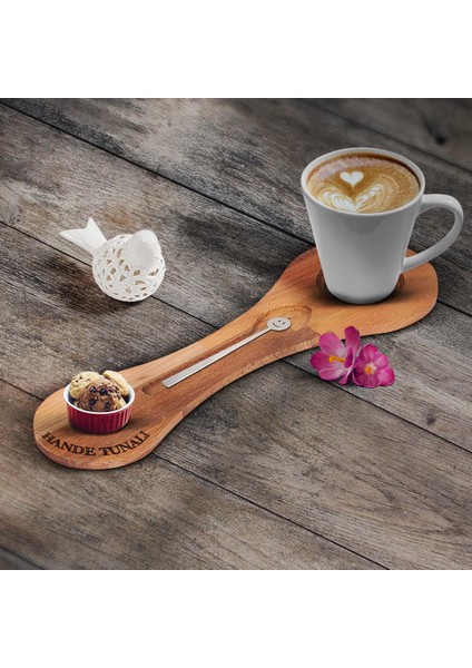 Kişiye Özel Sargı Ahşap Latte Sunum Tabağı