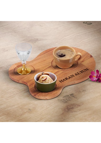 Kişiye Özel Simetrik Ahşap Kahve Sunum Tabağı