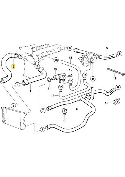 Bmw E34 M50 Motor Radyatör Alt Hortumu 11531722851