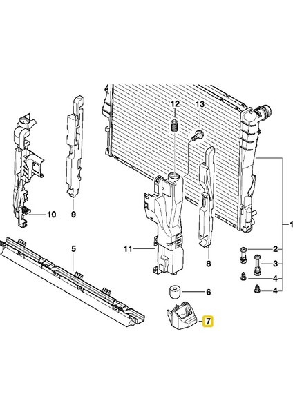 Bmw E46 ve E85 Radyatör Alt Taşıyıcı Braketi 17111436264 modelleri