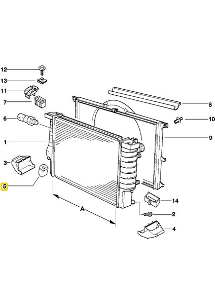 Bmw E38 E39 ve E52 Radyatör Alt Braket Lastik Takozu 17111737704 modelleri