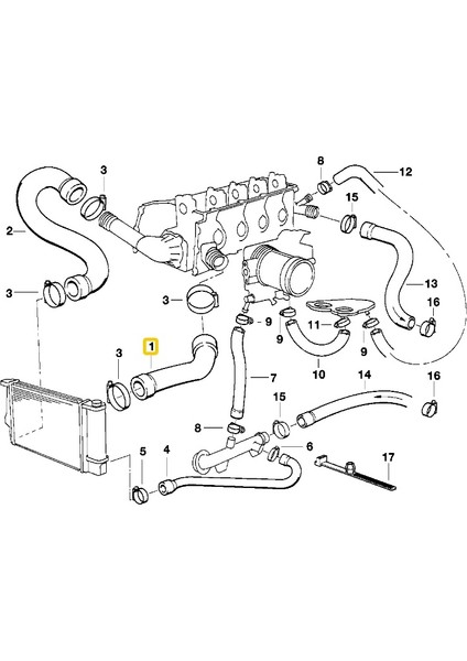 Bmw E36 M43 Motor Radyatör Üst Hortumu 11531727448