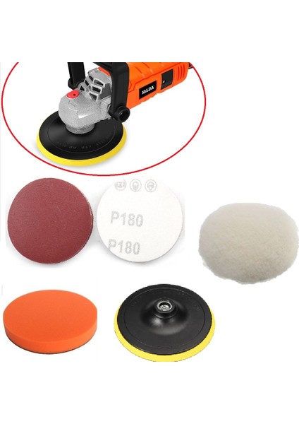 Oto Araç Kaporta Boya 180MM Cırt Taban Bone Sünger Cırt Zımpara Polisaj Seti