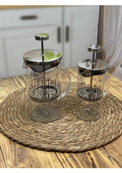 French Press Cam Kahve Bitki Demliği 2 Li 600 ml 350 ml