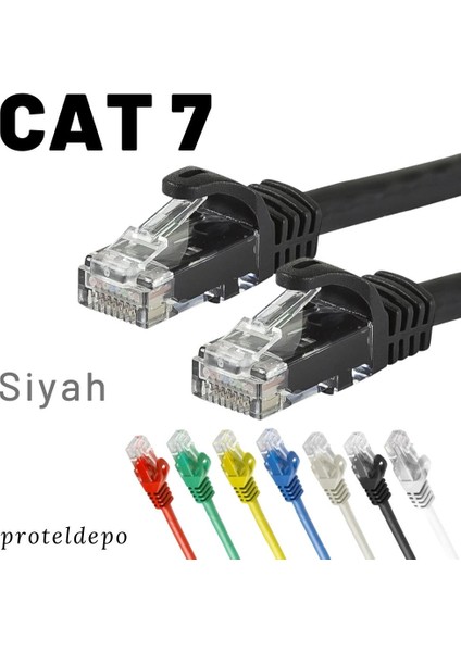 CAT7 Ethernet (Network, LAN) Kablosu, Siyah, 25 metre