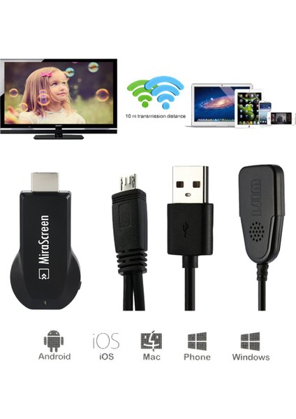 Mirascreen Tv Çubuğu HDMI Full Hd 1080P Anycast Miracast Dlna Airplay Wifi Ekran Alıcısı Dongle Windows Andriod Iso Tvse5 Için (Yurt Dışından)