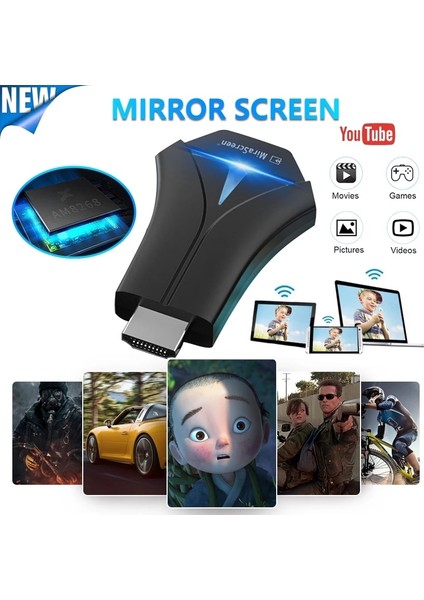 Good Shop Mirascreen K12 Tv Çubuğu Wifi Ekran Alıcısı HDMI Uyumlu Stream Cast Mirror Ekran Airplay Miracast Anycast Airmirror (Yurt Dışından)