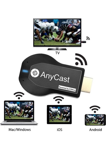 Good Shop Anycast M2 Plus Tv Stick Wifi Ekran Alıcısı Dongle Dlna Miracast Airplay Airmirror 1080P Mirascreen Yansıtma Ekranı (Yurt Dışından)