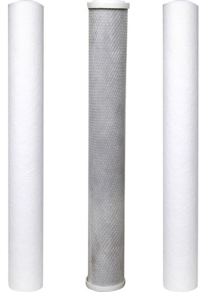 Su Arıtma 20 Inch 5 Micron Tortu + B. Aktif Karbon + Tortu Filtre