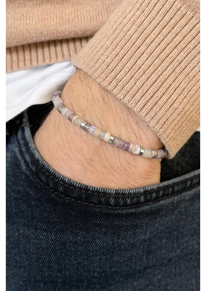 Doğal Taşlı Çok Renkli Ayarlanabilir Erkek Bileklik FRJ11252-1352-CK6