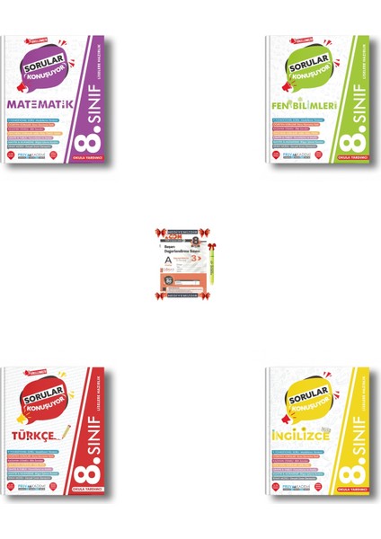 8. Sınıf Matematik - Fen- Türkçe- Ingilizce Soru Bankası Set