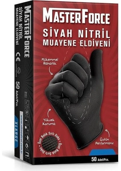 Master Force Siyah Nitril Eldiven 50 Adet