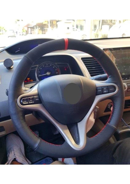 Honda Cıvıc Dikmeli Direksiyon Kılıfı Alkantra Kırmızı Yüzüklü fiyatları