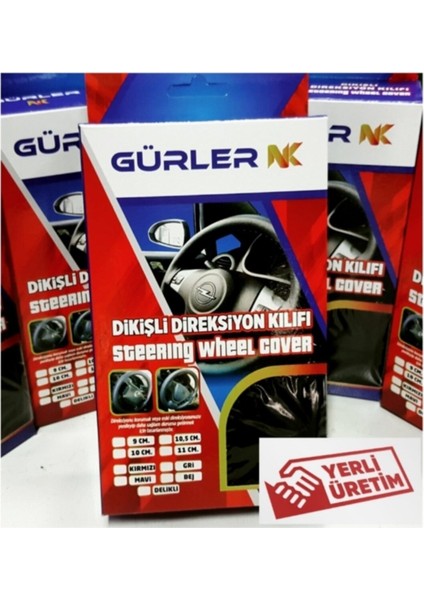 Gürler Courier Direksiyon Kılıfı Alkantra-Karbon Kırmızi Ipli