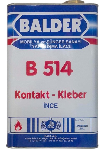 B 514 Ince Yapıştırıcı Galon 3,3 L