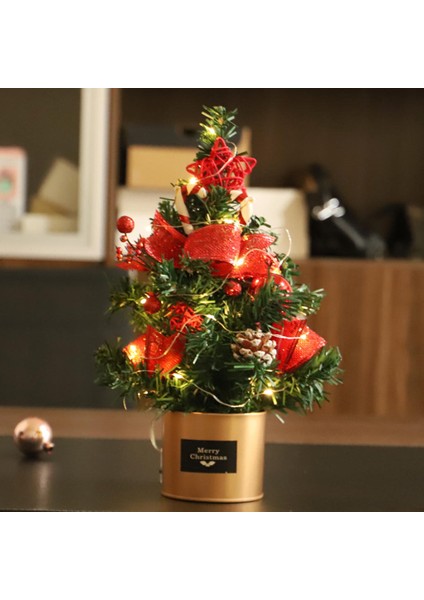 F Fityle Dekoratif Noel Ağacı Pretty Mini Noel Ağacı Ofis Oturma Odası Kırmızı (Kırmızı (Işık Ile)