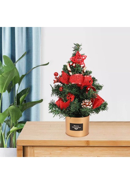 F Fityle Dekoratif Noel Ağacı Pretty Mini Noel Ağacı Ofis Oturma Odası Kırmızı (Kırmızı (Işık Ile)