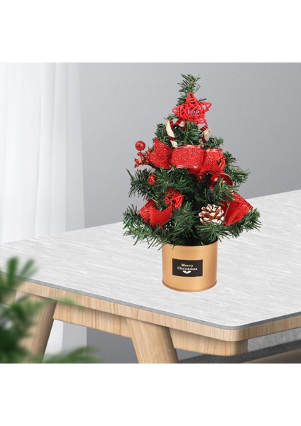 F Fityle Dekoratif Noel Ağacı Pretty Mini Noel Ağacı Ofis Oturma Odası Kırmızı (Kırmızı (Işık Ile)