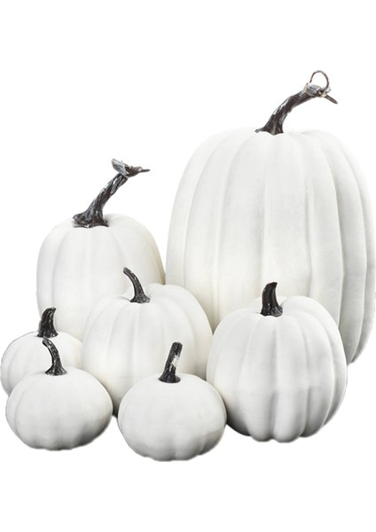 F Fityle 7x Yapay Pumpkins Güz Düğün Centerpiece Için Toplu Faux Hasat Beyaz