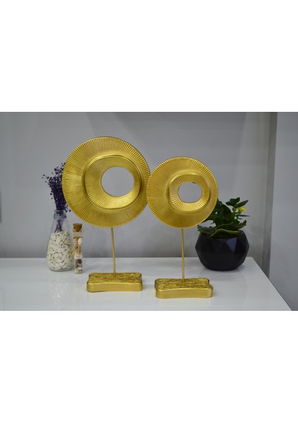 Polyester Halka Model Biblo, Hediyelik, Dekoratif Aksesuar, Altın (Gold), 2'li Set