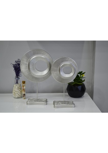 Polyester Halka Model Biblo, Hediyelik, Dekoratif Aksesuar, Gümüş (Silver), 2'li Set