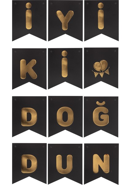 İyi Ki Doğdun Yaldızlı Banner Siyah Gold fiyatları
