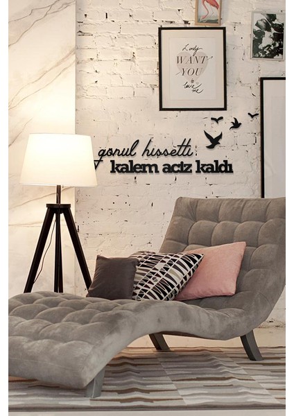 Gönül Hissetti Kalem Aciz Kaldı Yazılı Dekoratif Ahşap Tablo fiyatları